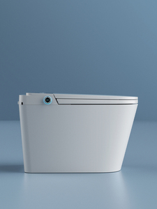 WC intelligent moderne allongé à poser au sol avec siège chauffant, télécommande incluse, chasse d'eau automatique, conception monobloc - Product Image 3