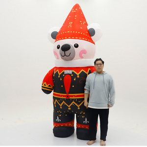 クリスマス用のかわいい赤いクマのマスコットコスチューム、家族パーティーのエンターテイメントドレス、イベント用2.2mインフレータブルクマのマスコット - Product Image 3