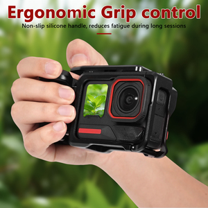 Carcasa de Aluminio para Cámara con Asas para Pocket 3 Insta360 Ace/<span class=keywords><strong>Pro</strong></span>/Pro2, Tamaño Personalizado, Resistente a Impactos, Impermeable, Negro+Plateado - Product Image 5