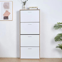 Armoire à chaussures en bois à 4 niveaux Organisateur de rangement de chaussures pour l'entrée de la maison Couloir Armoire à chaussures en bois à 4 niveaux