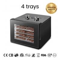Mini draagbare voedseldroger met 4 trays, glazen deur, multi-gecertificeerd, kleine voedseldroger, aangepaste logo voor thuiskeuken