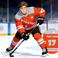 Maillot de hockey professionnel durable et résistant aux plis |   Uniforme de jeu et d'entraînement à sublimation haute intensité à rayures étoilées orange et grises XL