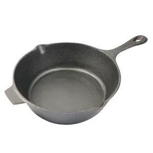 High quality cast iron frying pan round deep pan chicken fry pan
