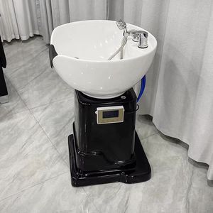 Lit de lavage capillaire vertical pour salon de coiffure, lit de lavage dédié aux salons de coiffure, lit de lavage assis avec cuvette en céramique mobile - Product Image 3