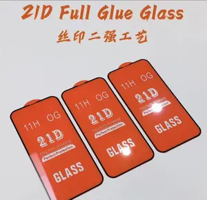 Precio de fábrica 21D película a prueba de explosiones teléfono móvil 3D 11H HD protector de pantalla de vidrio templado todas las marcas y modelos