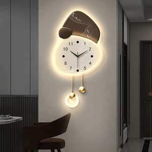 Horloge murale SHENGTAI pour salon et <span class=keywords><strong>salle</strong></span> <span class=keywords><strong>à</strong></span> <span class=keywords><strong>manger</strong></span> |   Horloge décorative créative avec lampe murale et fond en grille - Product Image 6
