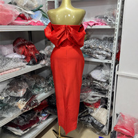 Robe longue rouge plissée à paillettes de haute qualité à sept couleurs, couture à la main, sexy, pour soirée, robe bandage