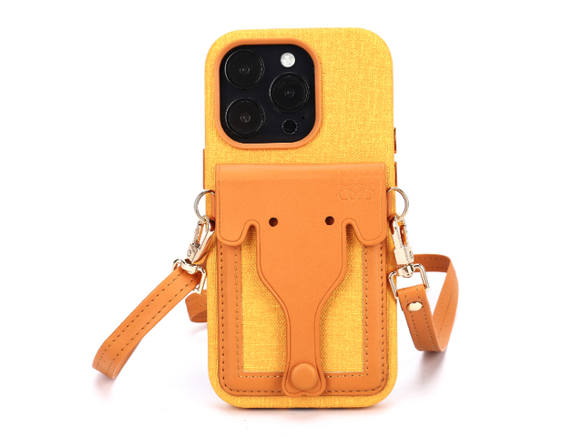 Cartoon Cute Style Minimalist Crossbody Protective Case for iPhone 16 Pro Max Card Slot Adjustable Strap Wholesale Available