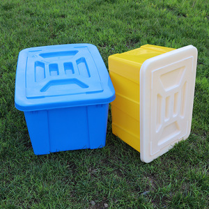 Bac de rangement rectangulaire en plastique 612L, épaissi, empilable, pour l'aquaculture, les vêtements, la logistique, l'entreposage, avec couvercle - Product Image 2
