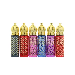 Arabic Dubai Vàng nắp attar tinh dầu con lăn container 6ml hương thơm dầu thủy tinh cuộn trên chai nước hoa chai