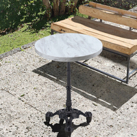 Table de restaurant d'extérieur pliable en marbre noir avec base métallique, idéale pour hôtels et salons – Vente en gros Chine