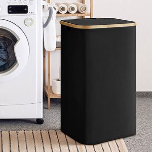 Laundry Basket With Lid Clothes <b>Hampers</b> for Laundry With Bamboo Handles - Product Image 4