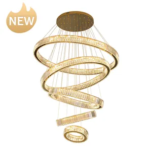 Hot Sell LED Round Crystal Circle Chandelier Ring lamp Modern Pendant Lights For living room Hotel Restaurant Hanging lights