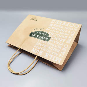Sacs à emporter en papier kraft brun en gros avec poignées et logo personnalisé, emballage pour le shopping, sac en papier kraft - Product Image 3