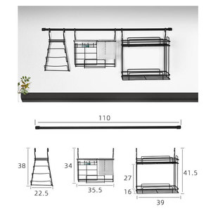 Cnsunko — étagère murale suspendue en aluminium, à suspension, pour <span class=keywords><strong>cuisine</strong></span> - Product Image 2
