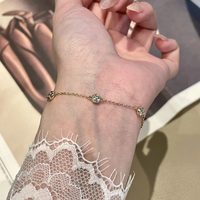 Bracelet Tennis en diamant cultivé en laboratoire de forme ronde à bulles Sertissage de lunette Bracelet en or jaune 10K 14K 18K avec CVD HPHT