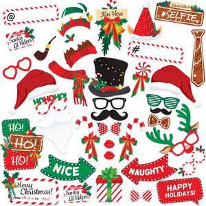 38 PCS Fiesta de <span class=keywords><strong>Navidad</strong></span> Photo Booth Props Kit Papel Sombrero de <span class=keywords><strong>Navidad</strong></span> fotografía divertida - Product Image 1