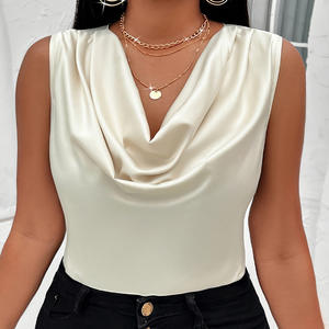 <span class=keywords><strong>Chaleco</strong></span> de Satén Elegante para <span class=keywords><strong>Mujer</strong></span>, Cuello Alto, Sin Mangas, Ajustado, Ligero, Estilo Maduro, Verano, Venta al Por Mayor, Personalizable, Alta Calidad - Product Image 5