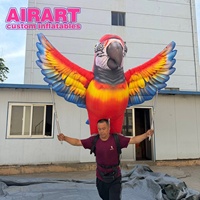 Marionnette d'oiseau perroquet gonflable pour événements de défilés en plein air, marionnette d'oiseau volant sur mesure pour adulte.