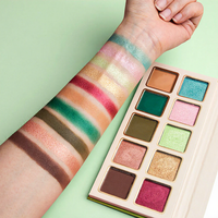 Palette de fards à paupières vertes, 10 couleurs, hautement pigmentées, mates, scintillantes, colorées, longue durée, maquillage en poudre imperméable
