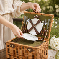 Panier de pique-nique en saule tressé à la main, écologique, style rustique campagnard, boîte de rangement, pour cuisine et salle de bain, cadeau créatif de remerciement