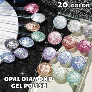 2 Esmaltes de <span class=keywords><strong>Gel</strong></span> con Diamantes de Ópalo Gratis, 20 Colores de Brillo Holográfico Brillante para Arte de Uñas de Lujo, Fórmula Segura Sin HEMA/TPO - Product Image 4