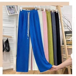 <span class=keywords><strong>Pantalon</strong></span> large en soie glacée pour <span class=keywords><strong>femme</strong></span>, taille haute, coupe droite <span class=keywords><strong>d</strong></span>écontractée, idéal pour l'été - Product Image 4
