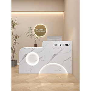 LE Custom Reception Desk Nail Salon Circular Reception Desk <b>Small</b> Beauty Salon Counter <b>Table</b> - Product Image 3