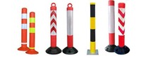 Poteau de signalisation de sécurité Wesure orange et noir, modèle S1171, hauteur 820 mm, diamètre 200 mm, base en caoutchouc, matériau PE, utilisation routière