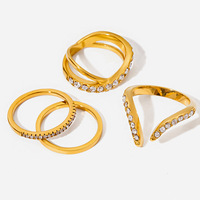 Bagues croisées classiques Gaovo, design de créateur, plaquées or 18 carats, incrustées de zircon blanc, en acier inoxydable de qualité supérieure, bijoux pour les doigts