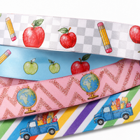 Ruban thème rentrée scolaire 25 mm pour cadeaux d'enseignants, décoration d'événements scolaires, nœuds pour cheveux DIY, papeterie et loisirs créatifs pour étudiants