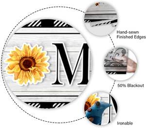 Cortinas de Cocina con Diseño de Girasoles, Cortina Corta con Estampado de Cuadros Negros y Blancos, Cortinas Florales para Primavera y Verano, Decoración para el Hogar, 3 Piezas - Product Image 3