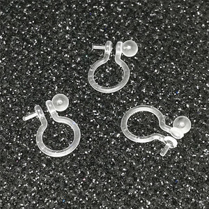Boucles d'oreilles transparentes en forme de U à clipser avec perle et extrémité en résine plastique, clips d'oreille non percés pour un usage quotidien, unisexe - Product Image 5
