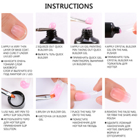 MEET ACROSS Gel UV LED Soak Off Acrylique Cristal Blanc Transparent Rose Nude Gel de Construction UV pour Ongles 20ml Gel Poly Extension d'Ongles
