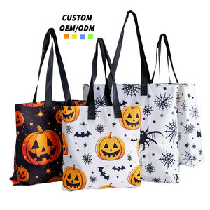 Fashion Reusable Customizable Logo Foldable Halloween Cotton <b>Canvas</b> Tote pack Shoulder packs - Product Image 3