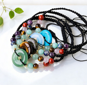 Pulseras de Piedras Preciosas Naturales Trenzadas con Cuentas de Cristal Curativas, Ajustables, con Hebilla de la Suerte y la <span class=keywords><strong>Paz</strong></span> de los 7 Chakras - Product Image 1