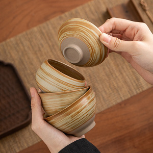 Tasses à expresso vintage-Niche conçu japonais rétro en <span class=keywords><strong>terre</strong></span> <span class=keywords><strong>cuite</strong></span> fait à la main Wabi-Sabi tasses, tasses à thé en céramique de l'après-midi - Product Image 2