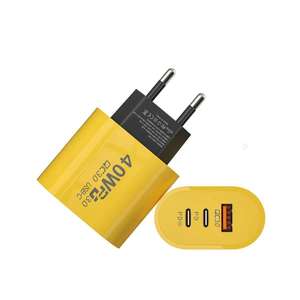 40W Dual PD + USB Cargador rápido Puerto tipo C Compatible 20W Carga rápida Enchufe Estándar Eléctrico UE/EE. UU. - Product Image 2