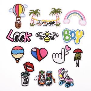 Hot Sell Fashion Iron on Embroidery <b>Clothesline</b> Ice Skates rainbow love Heart Patches Applique for Decoration - Product Image 1