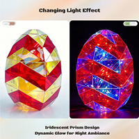 Ornement d'œuf de Pâques 3D LED irisé, alimenté par USB, décoration prismatique arc-en-ciel pour les fêtes, centre de table fait main