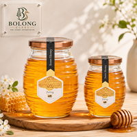 Botol Kaca Madu Ramah Lingkungan Food Grade 100ml 180ml 400ml 750ml dengan Tutup Aluminium, Kemasan Sirup, Logo Custom Grosir Bolong