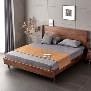 Solid Wood <b>Bed</b> Black Walnut Modern Minimalist Nordic Style 1.8M Platform <b>Double</b> <b>Bed</b> Bedroom Furniture - Product Image 4