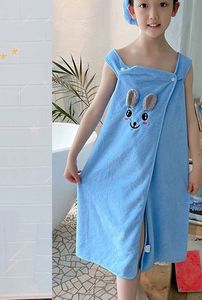 超柔软吸水珊瑚绒女童浴裙浴巾带可爱兔子图案 - Product Image 2