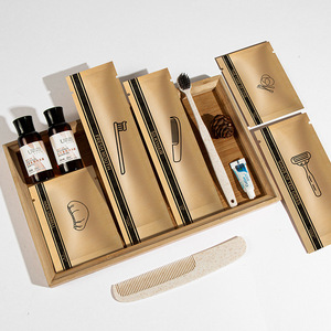 Kit <span class=keywords><strong>de</strong></span> Baño Desechable Ecológico Personalizado para <span class=keywords><strong>Hoteles</strong></span> <span class=keywords><strong>y</strong></span> B&B, Estilo Retro, Papel Kraft, con Cepillo <span class=keywords><strong>de</strong></span> Dientes <span class=keywords><strong>y</strong></span> Pasta Dental, Dos en Uno, 2026 - Product Image 1