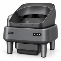 Bac à litière intelligent pour chat V5, design ouvert, avec spray désodorisant automatique en option, contrôle par application et pieds de support amovibles