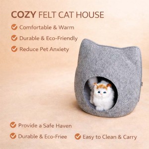 Cute Felt <strong>Cat</strong> <strong>Bed</strong> Indoor Cozy Cave House Washable Soft Warm Nest Lounger Mattress <strong>for</strong> Kittens and Large <strong>Cats</strong> - Product Image 1