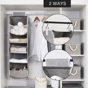 Foldable Custom Manufacturer Hanging Organizer Storage <b>Wardrobe</b> 5 Layers Non-Woven Fabric Closet Organizer - Product Image 5