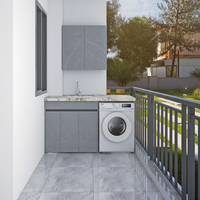 Meuble de lavage mural moderne en acier inoxydable écologique pour machine à laver sur balcon, taille personnalisée, avec rangement