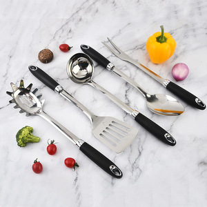 Stainless Steel Kitchen Tool Set 8 Piece Multifunction <b>Cooking</b> Utensils With Black Handle For Home Use - Product Image 3