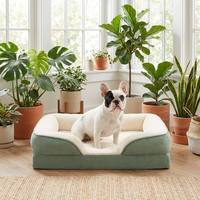 Lit pour chien et chat en peluche de luxe imprimé, canapé amovible et lavable, matelas en mousse à mémoire de forme, doux en fourrure Sherpa, écologique, toutes saisons, carton